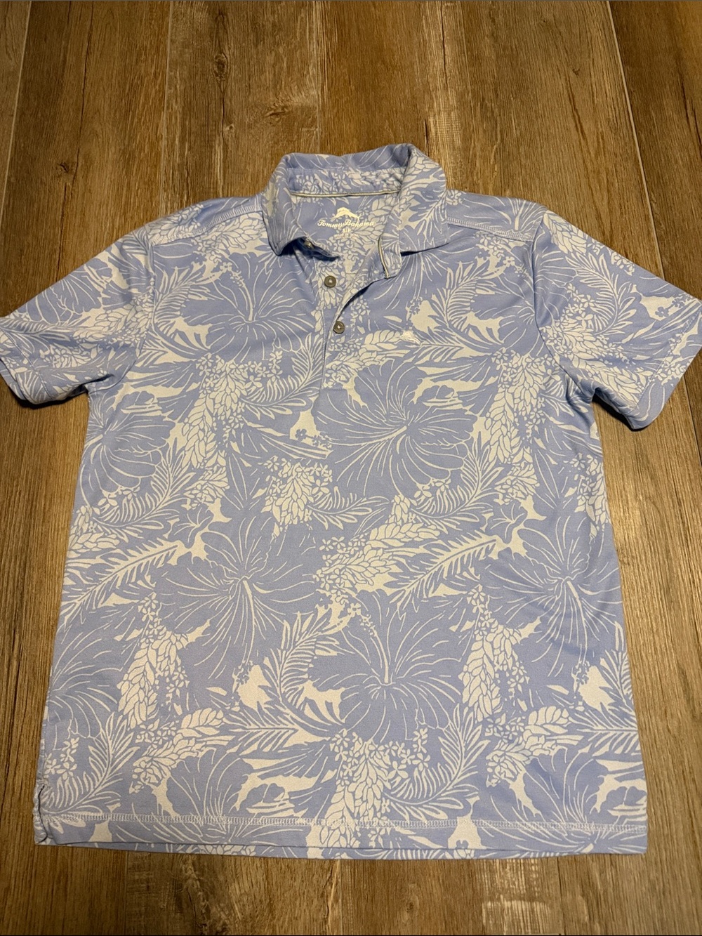 Tommy Bahama Light Blue & White Tropical Polo
